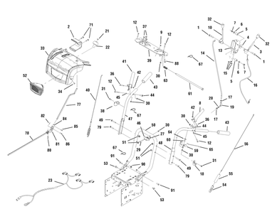 Handle And Cover Panel Assembly Diagram and Parts List for 1695576 2008 Briggs and Stratton Snow Blower